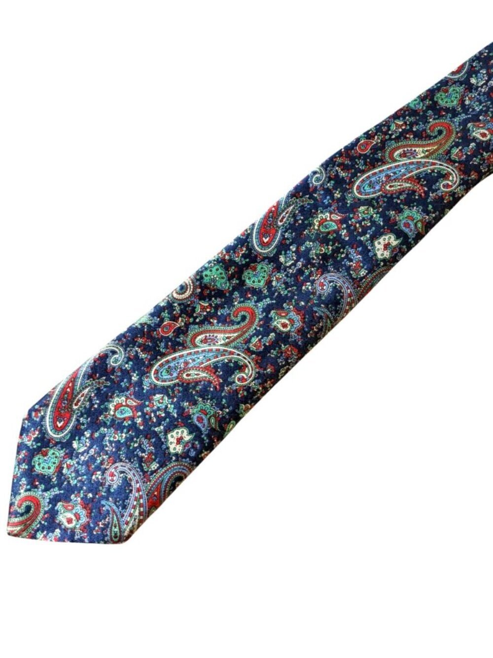Linea Studio 100% Pure Silk Made in Italy Necktie Tie Blue Paisley Shiny Event